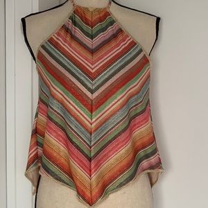 BHMMHBT Becca Halter Metallic Multi-Color Handkerchief Bikini Top